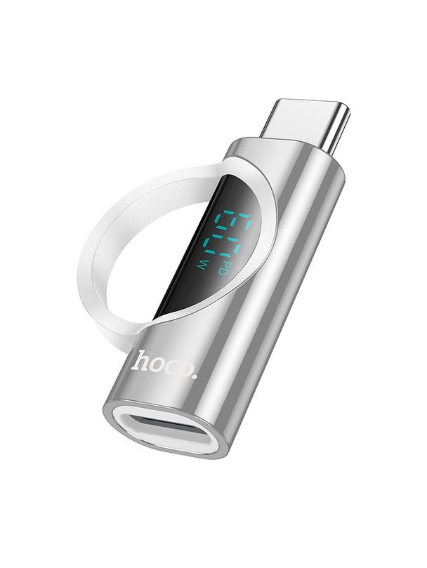 Adapter USB C do Lightning Hoco 3A 60W z wyświetlaczem UA32A srebrny