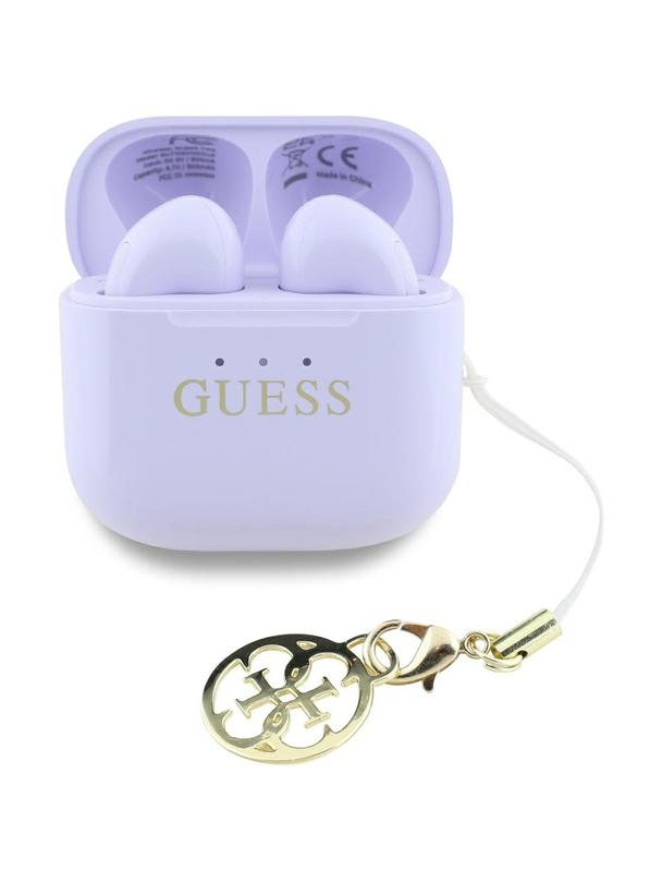 Słuchawki bezprzewodowe douszne Guess TWS Effect Printed Classic Logo & Charm lawendowe
