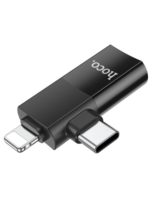 Adapter OTG 2w1 USB C / Lightning do USB A Hoco UA17 czarny