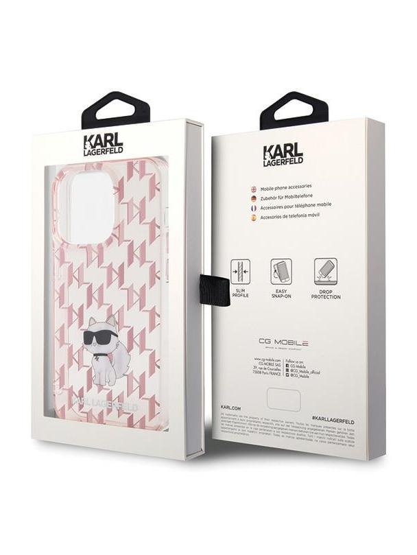 KARL LAGERFELD futerał do IPHONE 15 Pro Max KLHCP15XHNCMKLP (Monogram) różowy