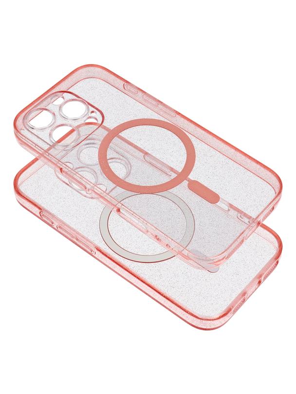 Futerał CLEAR MAG COVER kompatybilny z MagSafe do SAMSUNG S26 pink glitter