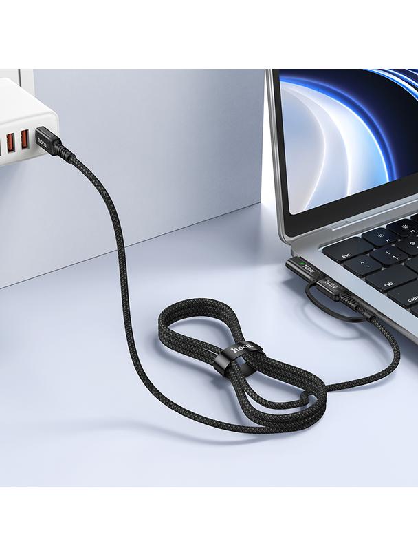 Kabel 2w1 USB C do USB C / Mag3 Hoco 240W 1,8 m U142 czarny