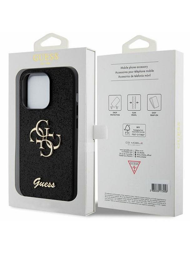 GUESS futerał do IPHONE 15 Pro Max GUHCP15XHG4SGK (Fixed Glitter Big 4G) czarny