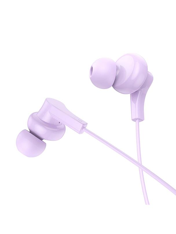 Słuchawki przewodowe douszne USB C Hoco M114 fioletowe