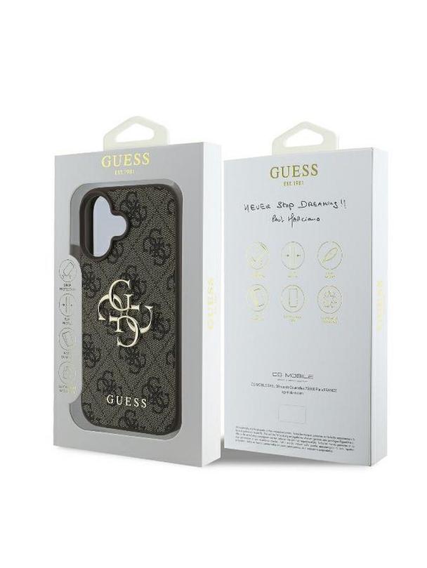 GUESS futerał do IPHONE 16 Plus GUHCP16M4GMGBR (4G PU Big Logo) brązowy