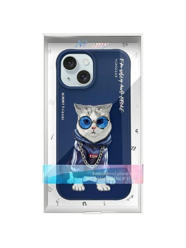 NIMMY futerał GLASSES COOL CAT do IPHONE 15 niebieski