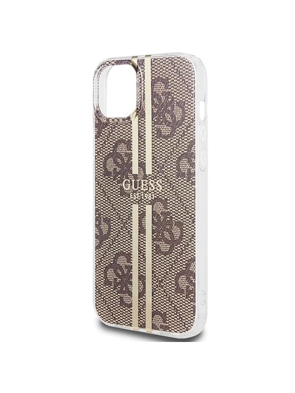 GUESS futerał do IPHONE 15 Plus GUHCP15MH4PSEGW (4G Gold  Stripe) brązowy