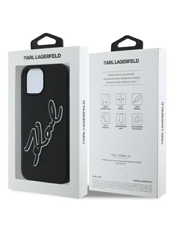 KARL LAGERFELD futerał do IPHONE 15 KLHCP15S3DRKSDLK (3D Rubber Signature) black