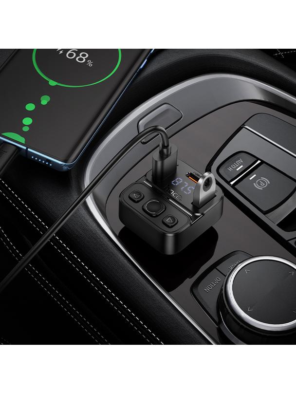 Transmiter samochodowy bluetooth Hoco USB A + USB C QC PD 35W E87 czarny