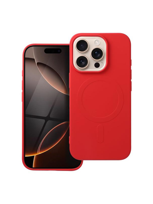 Futerał SILICONE MAG COVER (big hole) kompatybilny z MagSafe do IPHONE 16 Pro czerwony