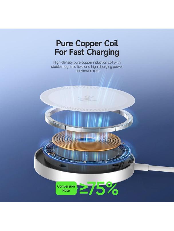 DUZZONA W18 - ładowarka indukcyjna kompatybilna z MagSafe 15W i ładowaniem Qi2 biała