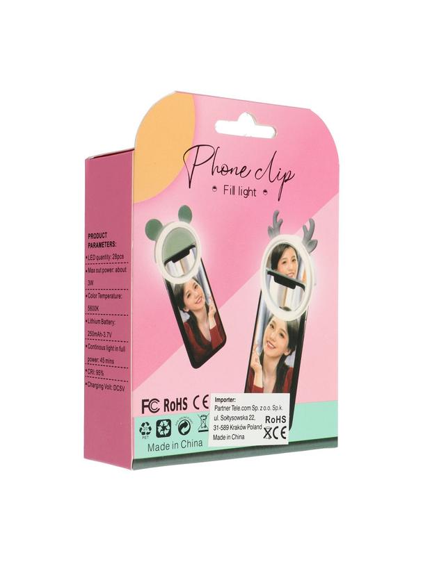 Lampa LED Ring do selfie na telefon RK12 pomarańcz miś