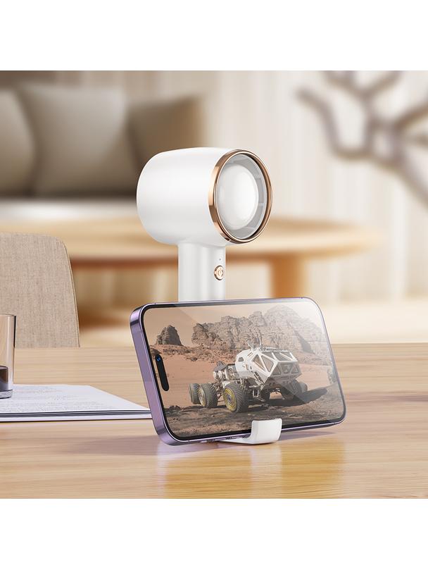 Wentylator przenośny Hoco super szybki z podstawką na telefon HX21 biały