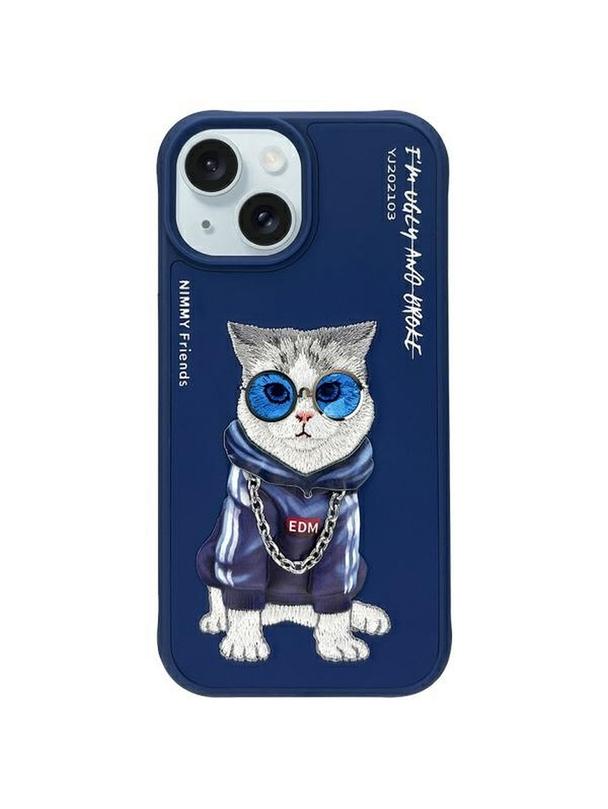 NIMMY futerał GLASSES COOL CAT do IPHONE 15 niebieski