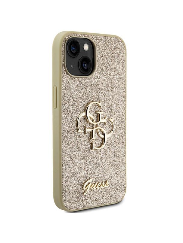 GUESS futerał do IPHONE 15 Plus GUHCP15MHG4SGD (Fixed Glitter Big 4G) złoty