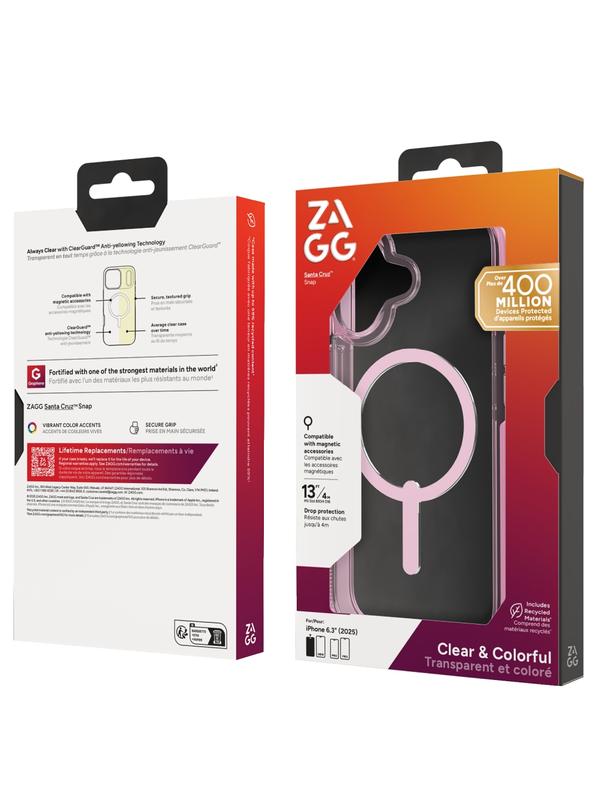 ZAGG futerał SANTA CRUZ SNAP kompatybilny z MagSafe do IPHONE 17 pink sorbet