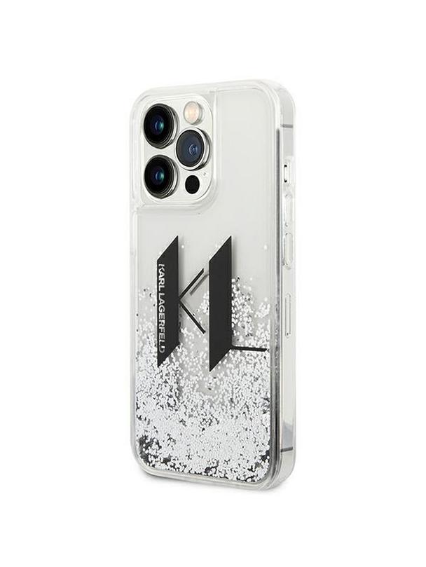 KARL LAGERFELD futerał do IPHONE 14 Pro KLHCP14LLBKLCS (Liguid Glitter Big KL Logo) srebrny