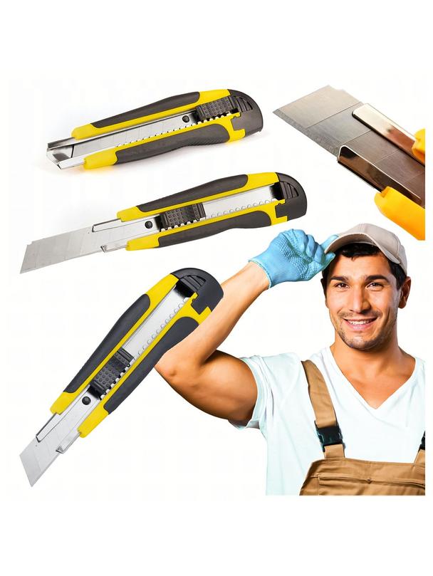 Nóż tapicerski z wymiennym łamanym ostrzem 18 cm RC-K-790 czarno żółty