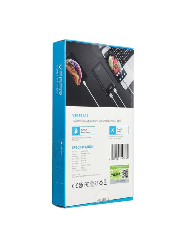 Powerbank Veger L11 (W1087) 10000 mAh czarny