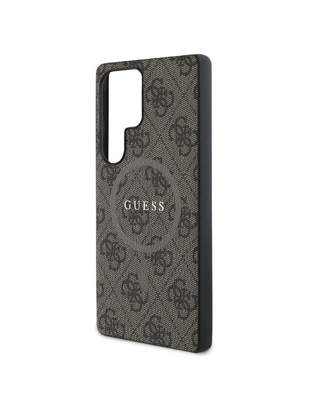 GUESS futerał do SAMSUNG S25 Ultra GUHMS25LG4GFRW (Magnetic PU 4G Ring Classic Logo) brązowy