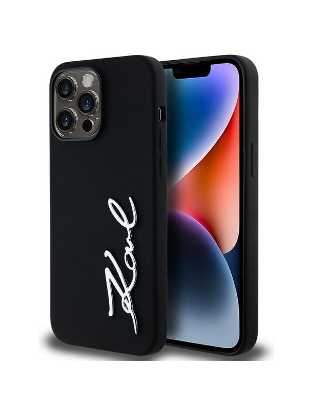 KARL LAGERFELD futerał do IPHONE 14 Pro Max KLHCP14XSCMSMVK (Silicone Sign Metal Logo) czarny