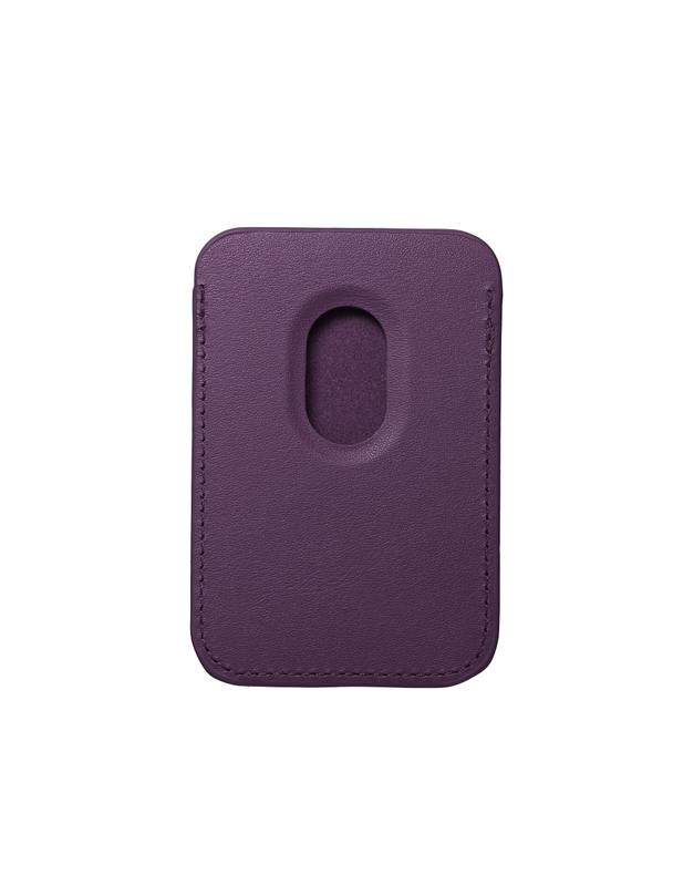 Portfel magnetyczny na karty LEATHER MAG WALLET kompatybilny z MagSafe  ciemny fioletowy