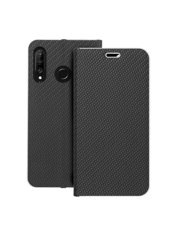 Kabura LUNA Book Carbon do HUAWEI P30 Lite czarny