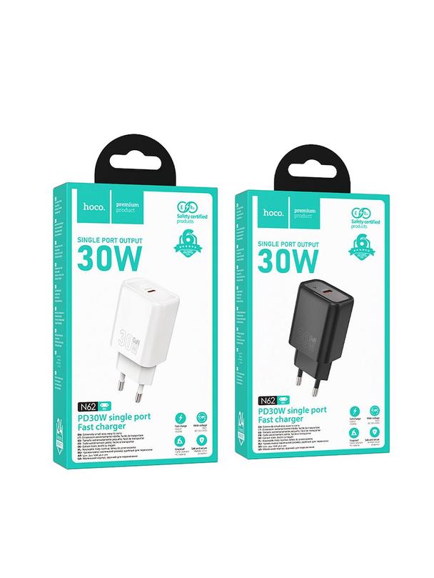 Ładowarka sieciowa do telefonu Hoco USB C QC PD 30W N62 czarna