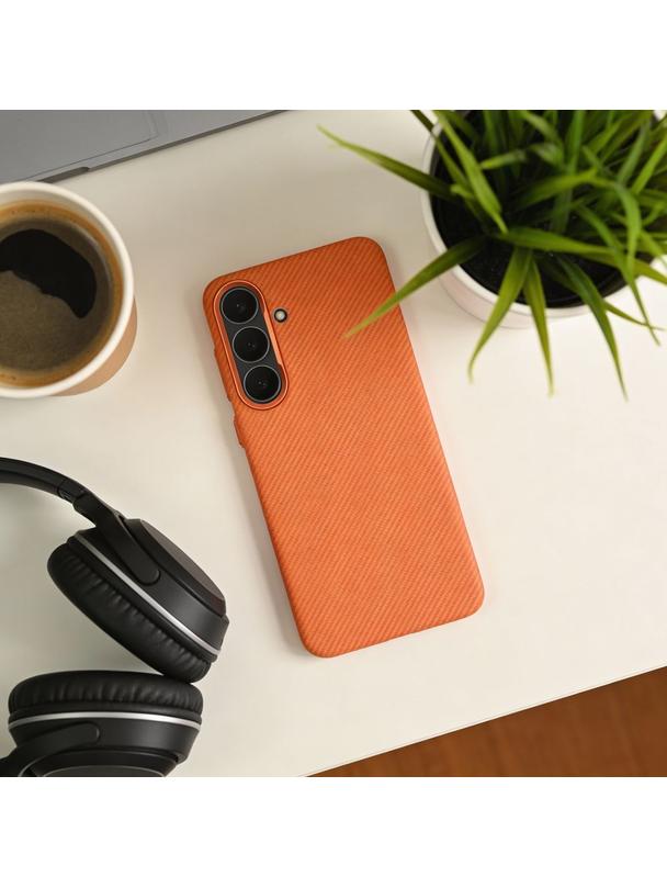 Futerał do Samsung S25 FE Kevlar zgodny z MagSafe pomarańczowy