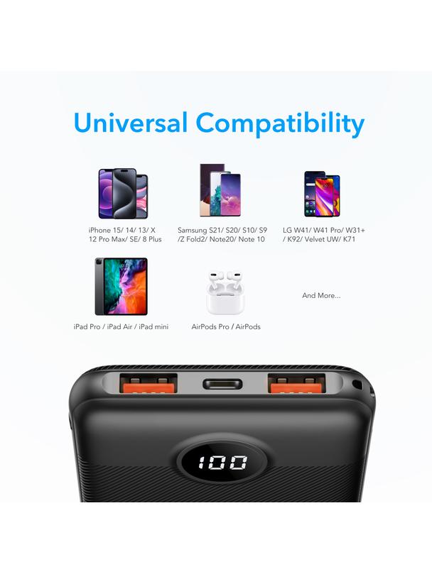 Powerbank Veger L10S (W1105PD) PD QC3.0 2A 20W 10000 mAh czarny