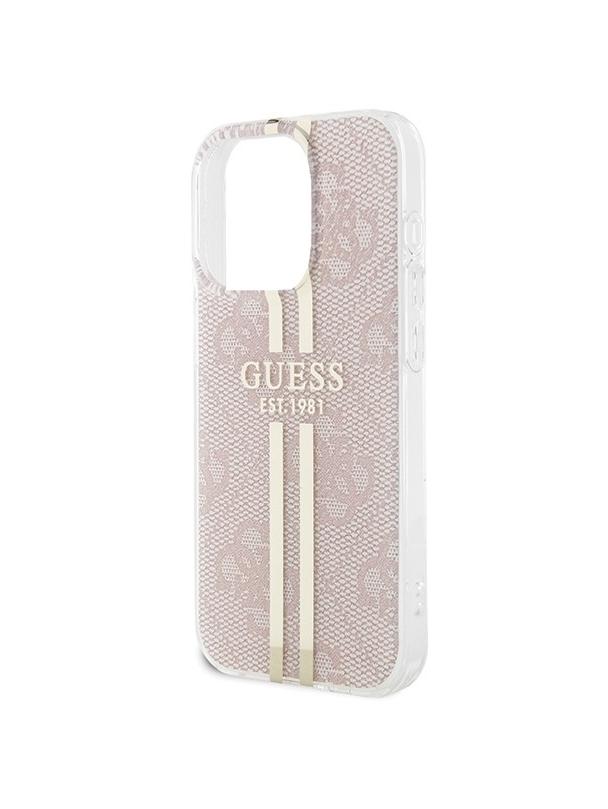 GUESS futerał do IPHONE 15 Pro GUHCP15LH4PSEGP (4G Gold  Stripe) różowy