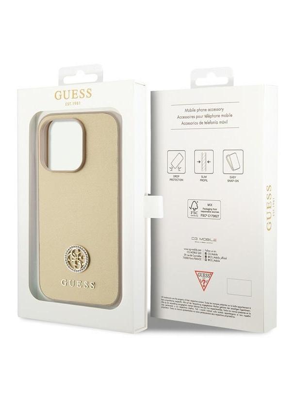 GUESS futerał do IPHONE 15 Pro GUHCP15LPS4DGPD (Strass Metal Logo) złoty