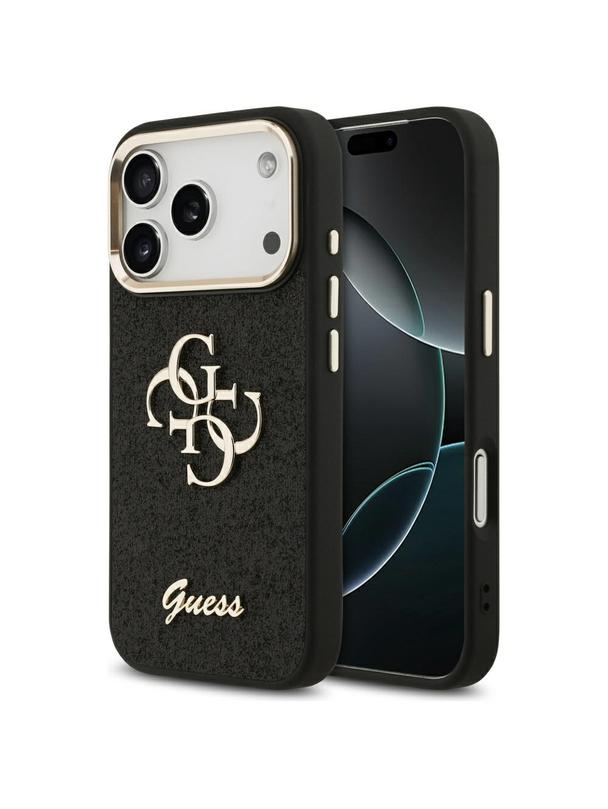 GUESS futerał do IPHONE 17 Pro GUHCP17LHG4SGCK (Fixed Glitter Big 4G Metal Frame) czarny