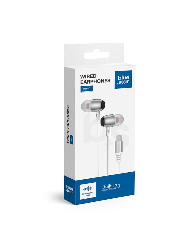 Słuchawki przewodowe douszne USB C (DAC) Blue Star M09C 1,2 m białe