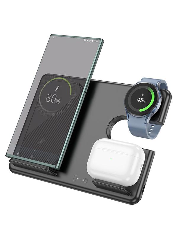 Ładowarka indukcyjna Hoco 3w1 15W kompatybilna z Samsung Watch CQ2 czarna