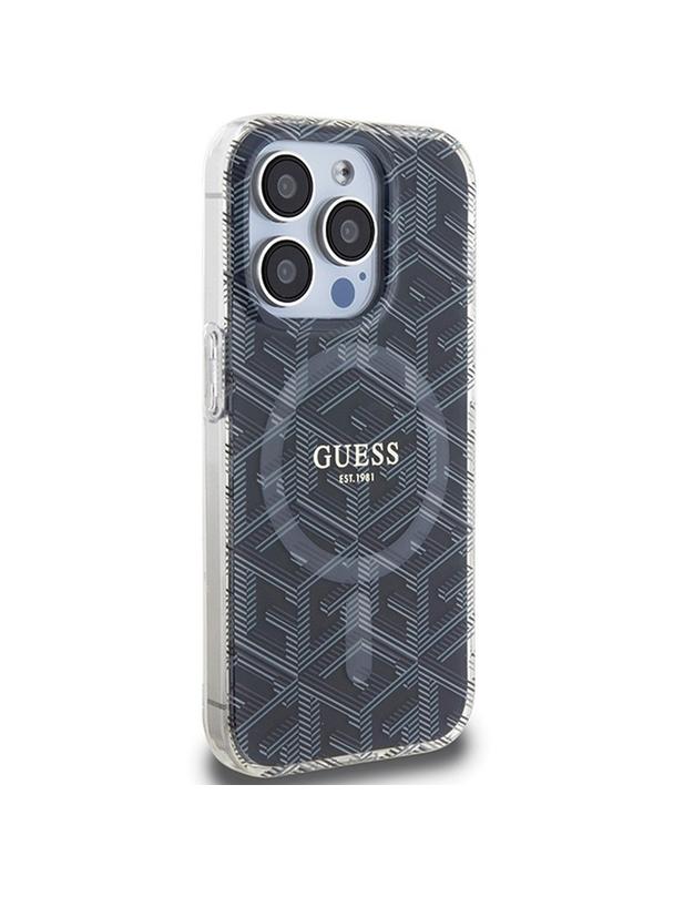 GUESS futerał do IPHONE 15 Pro Max kompatybilny z MagSafe GUHMP15XHGCUSTGK (IML GCUBE) czarny