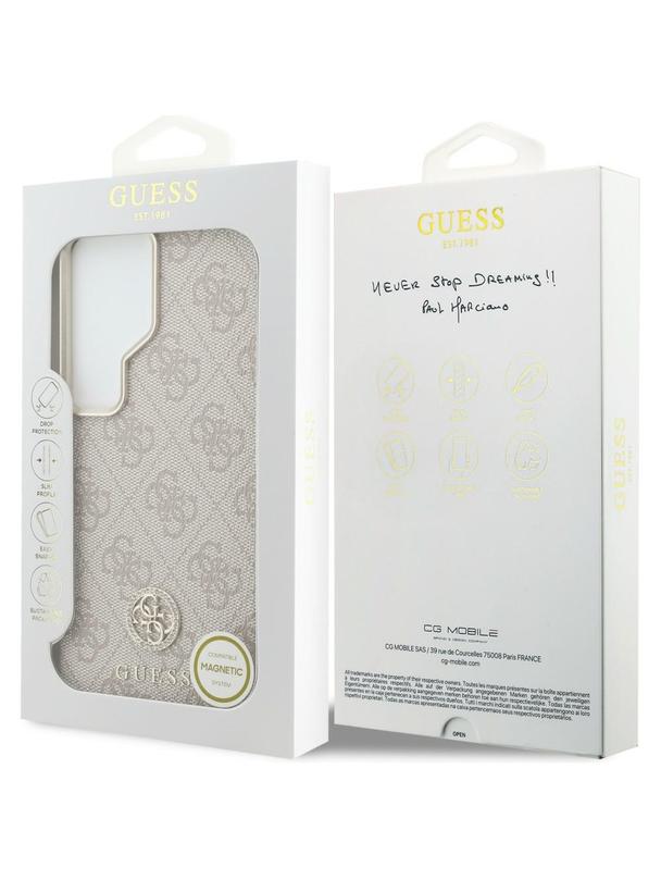 GUESS futerał do SAMSUNG S26 Ultra GUHMS26LP4GRMDEP (4G Rhinestone Round Logo MagSafe) różowy