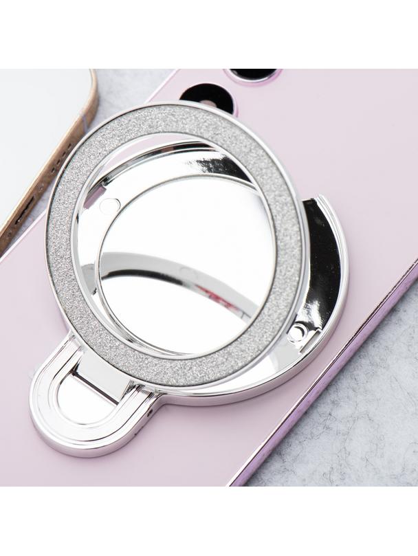 Stojak na telefon CIRCLE MIRROR - naklejany - srebrny