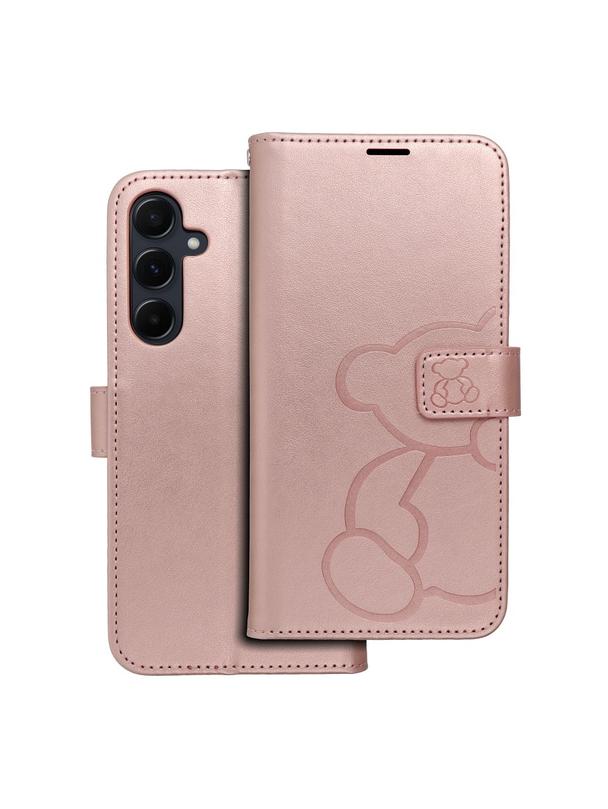 Kabura MEZZO Book do SAMSUNG A55 5G teddy bear złoty róż