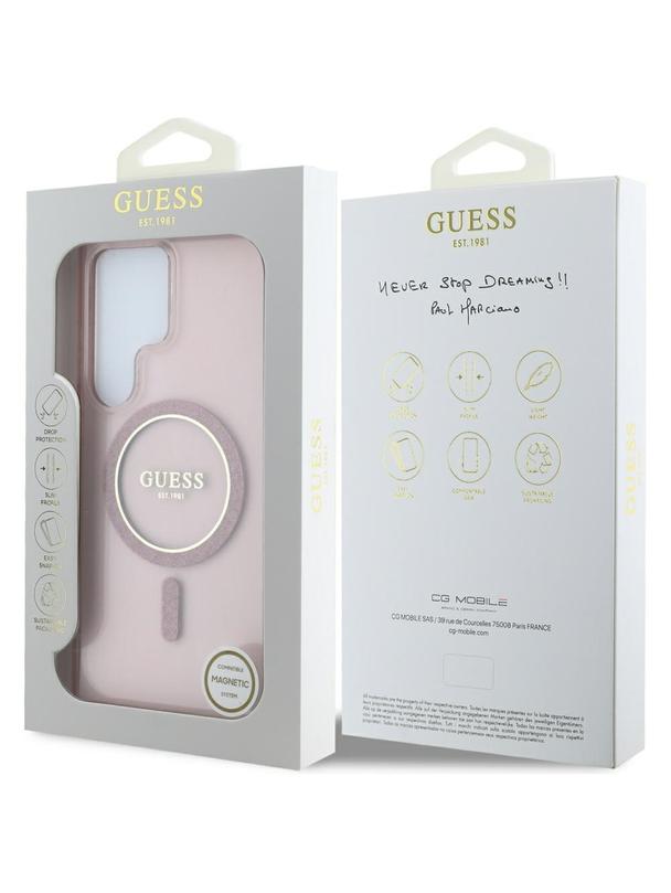 GUESS futerał do SAMSUNG S25 Ultra GUHMS25LHFGEREP (Magnetic IML Glitter Circle) różowy