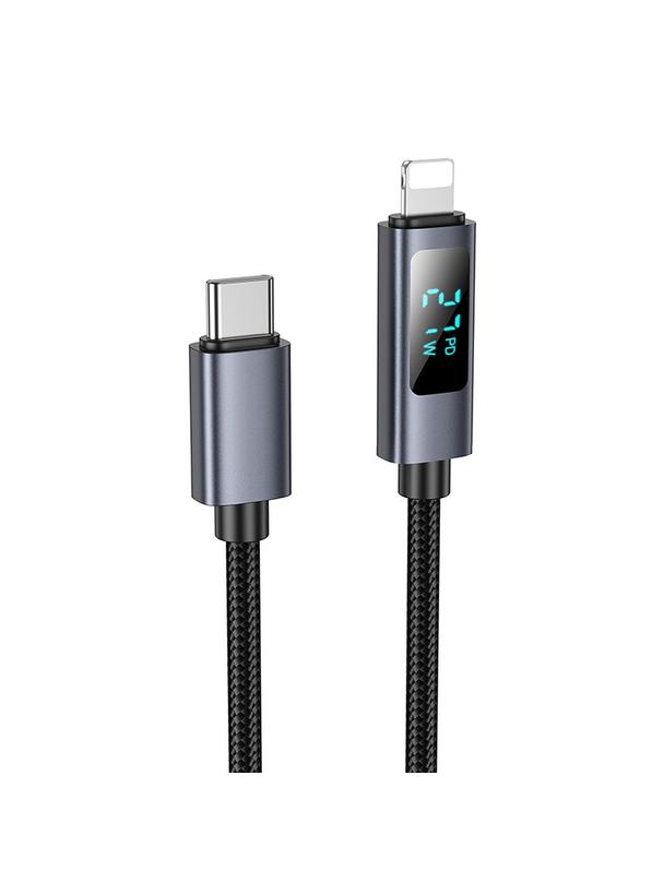 Kabel USB C do Lightning Hoco PD 27W z wyświetlaczem 1 m X112 czarny