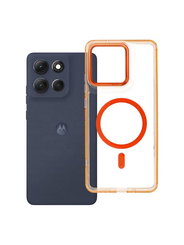 Futerał FRAME CLEAR HYBRID MAG COVER kompatybilny z MagSafe do MOTOROLA G86 pomarańczowy
