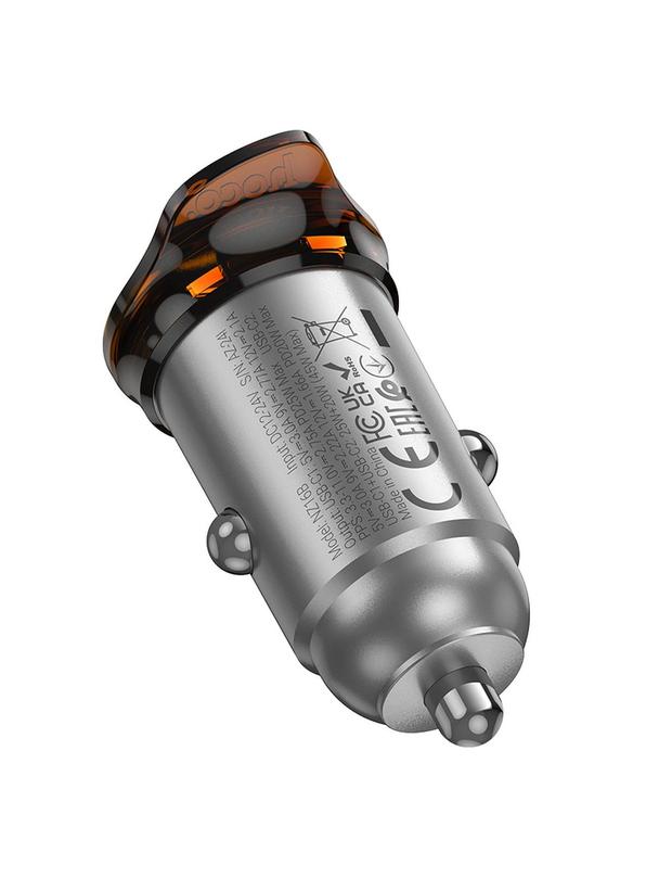 Ładowarka samochodowa Hoco 2 x USB C QC PD 45W NZ16B szara