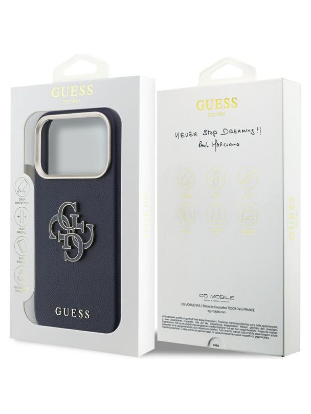 GUESS futerał do IPHONE 17 Pro GUHCP17L5PS4RGGB (PU FW Resin Logo) niebieski