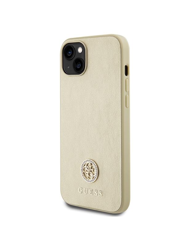 GUESS futerał do IPHONE 13 / 14 / 15 GUHCP15SPS4DGPD (Leather 4G Metal Logo Strass) złoty