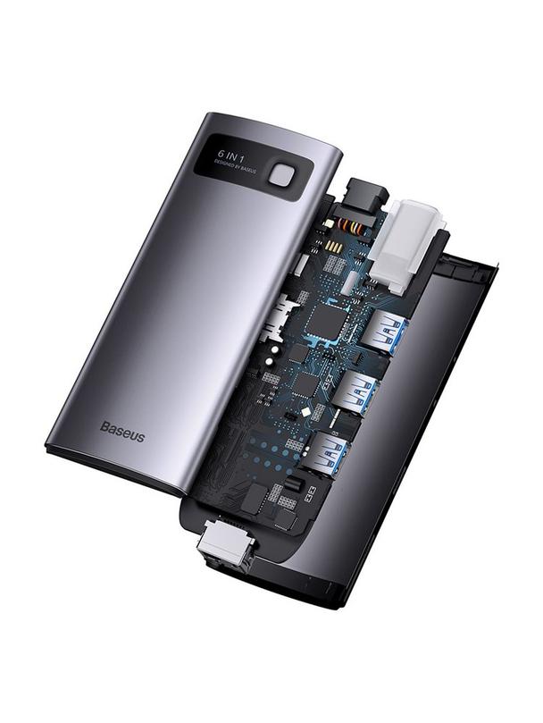 BASEUS adapter HUB 6w1 Typ C WKWG080013/BS-OH100 0,15 m szary