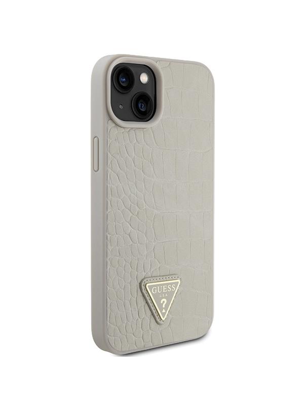 GUESS futerał do IPHONE 13 / 14 / 15 GUHCP15SPCRTHCD (Croco Triangle Metal Logo) złoty