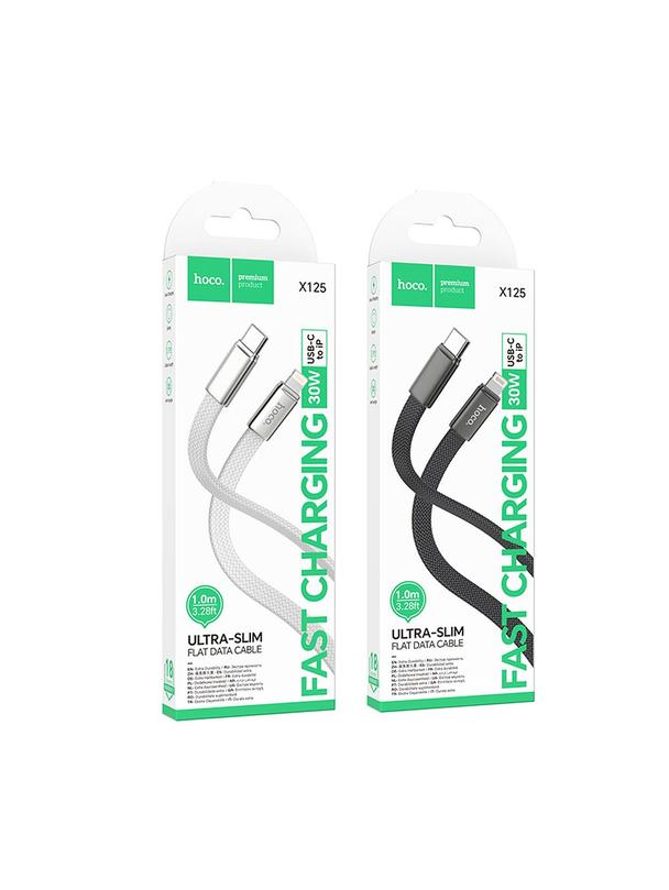 Kabel USB C do Lightning Hoco PD 30W płaski 1 m X125 czarny