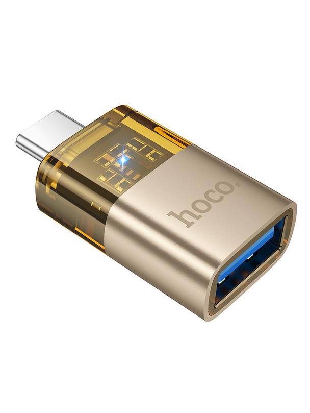 Adapter OTG USB C do USB A Hoco UA36B złoty
