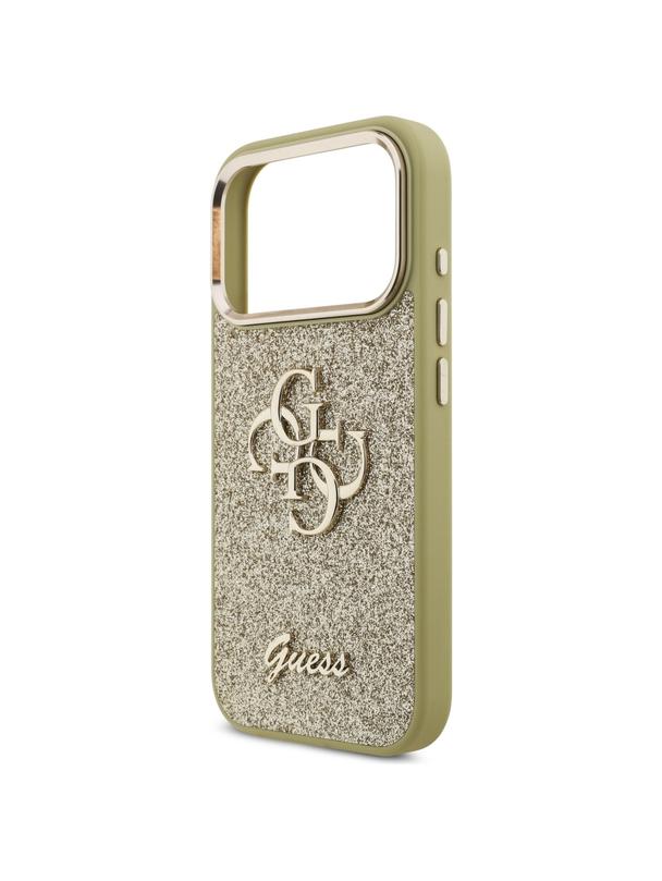 GUESS futerał do IPHONE 17 Pro GUHCP17LHG4SGCD (Fixed Glitter Big 4G Metal Frame) złoty